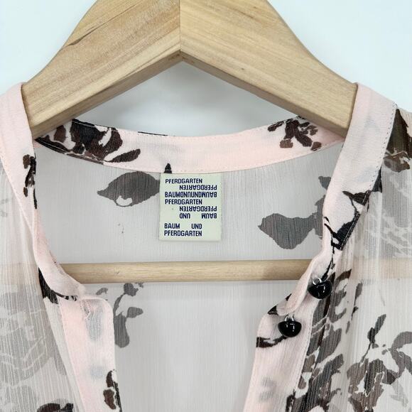 Baum Und Pferdgarten Aia Printed Shirt Dress Floral Puff Sleeve Tiered Maxi - Picture 12 of 16